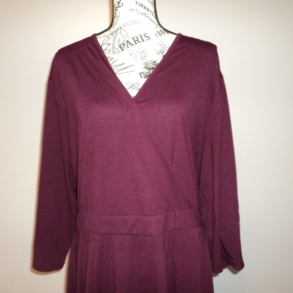 Women's New  Nemidor Plus Size 24 Purple Dress Tie Back V Neck Pull On Tags